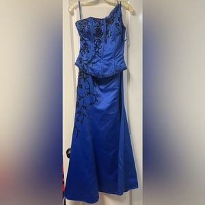 Two piece corset top with mermaid skirt prom dress